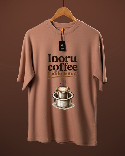 DUMM Inoru Coffee Kudikalama oversized t-shirt in dusty rose on wooden hanger