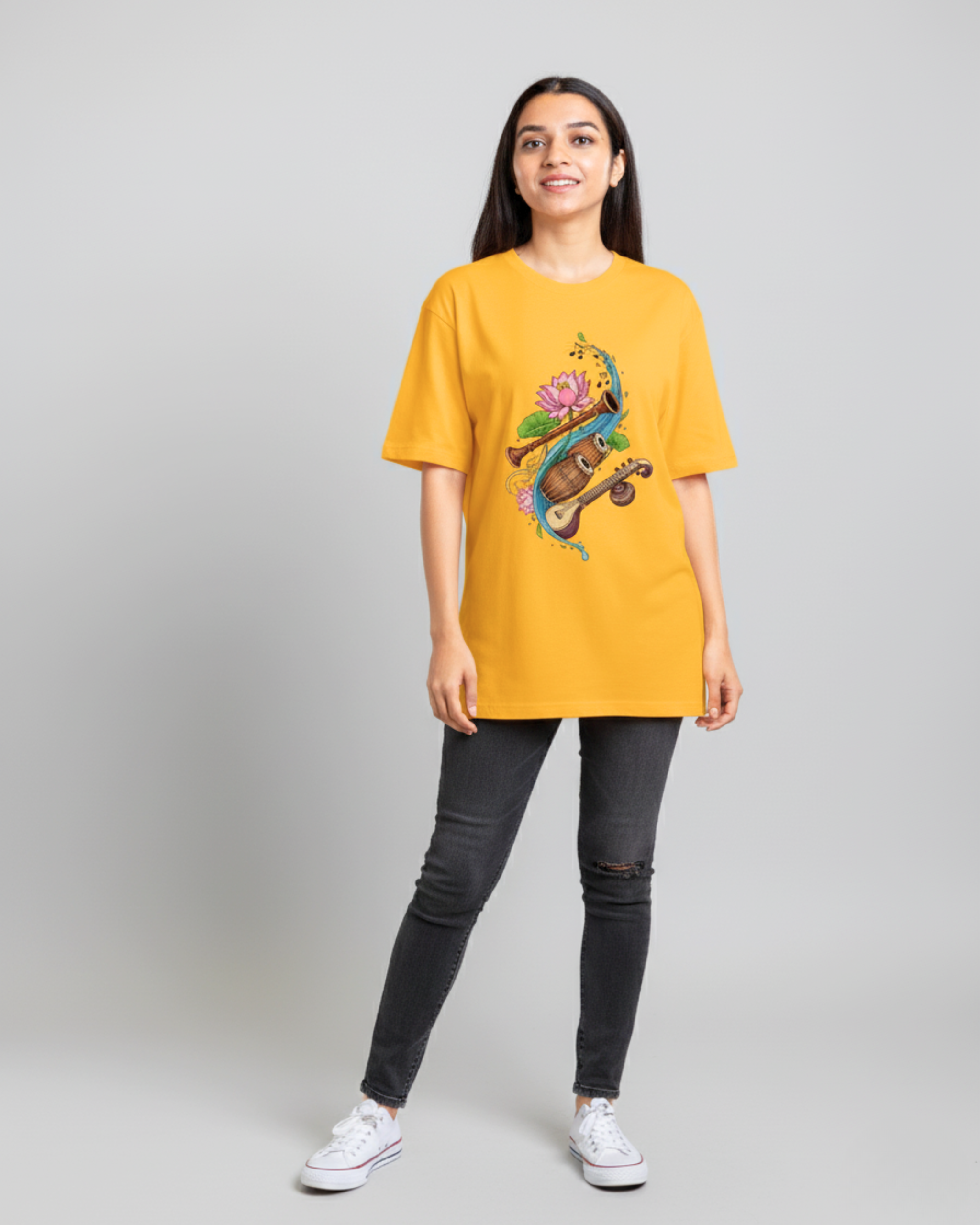 Carnatic Soul Oversized Tee – Heritage Art Edition