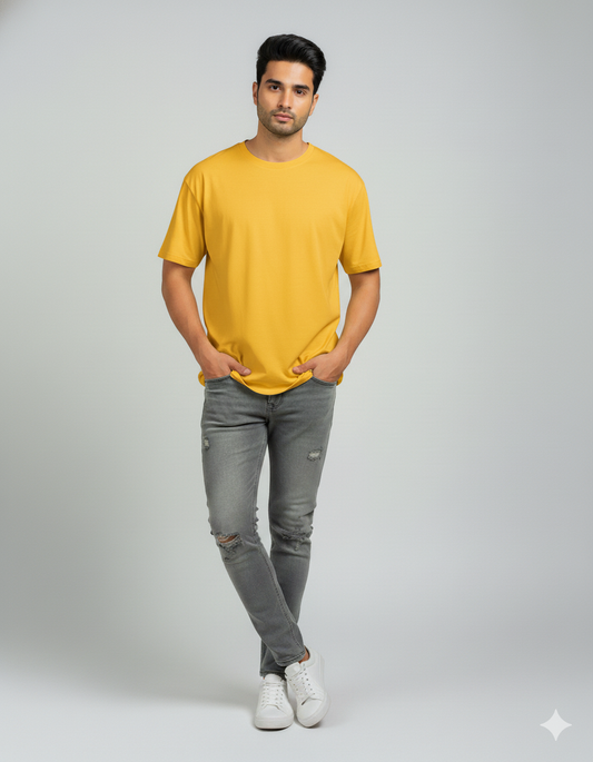 Premium Core Oversized Tee – Mustard Yellow